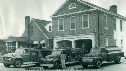 The original Station 1 with 3 firetrucks out front